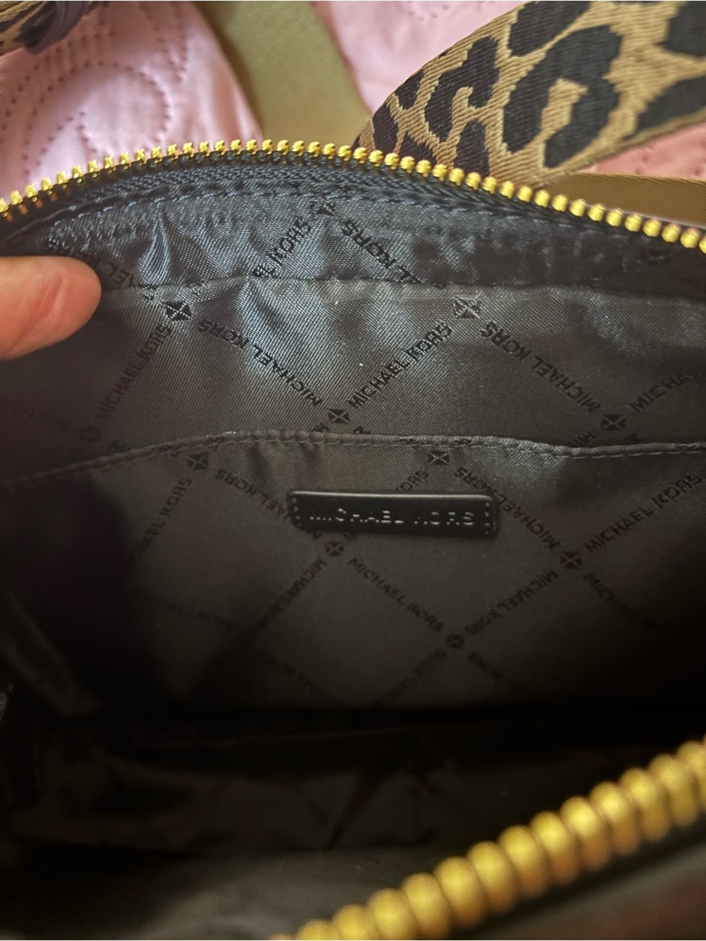 Michael Kors Black Crossbody with Leopard-Print Adjustable Strap - Picture 2 of 2